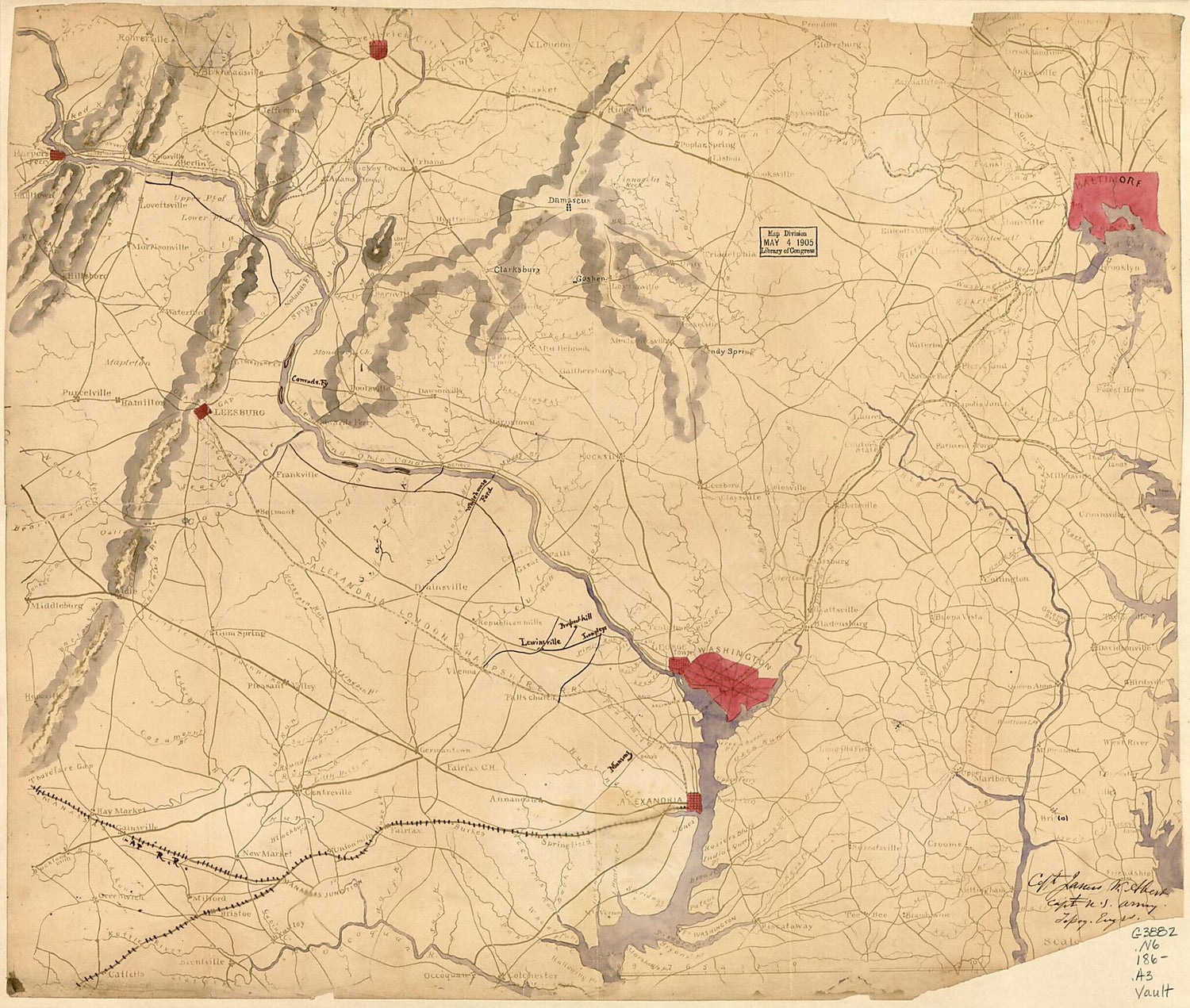 This old map of Map of Northern Virginia and Part of Maryland from 1862 was created by J. W. (James William) Abert in 1862