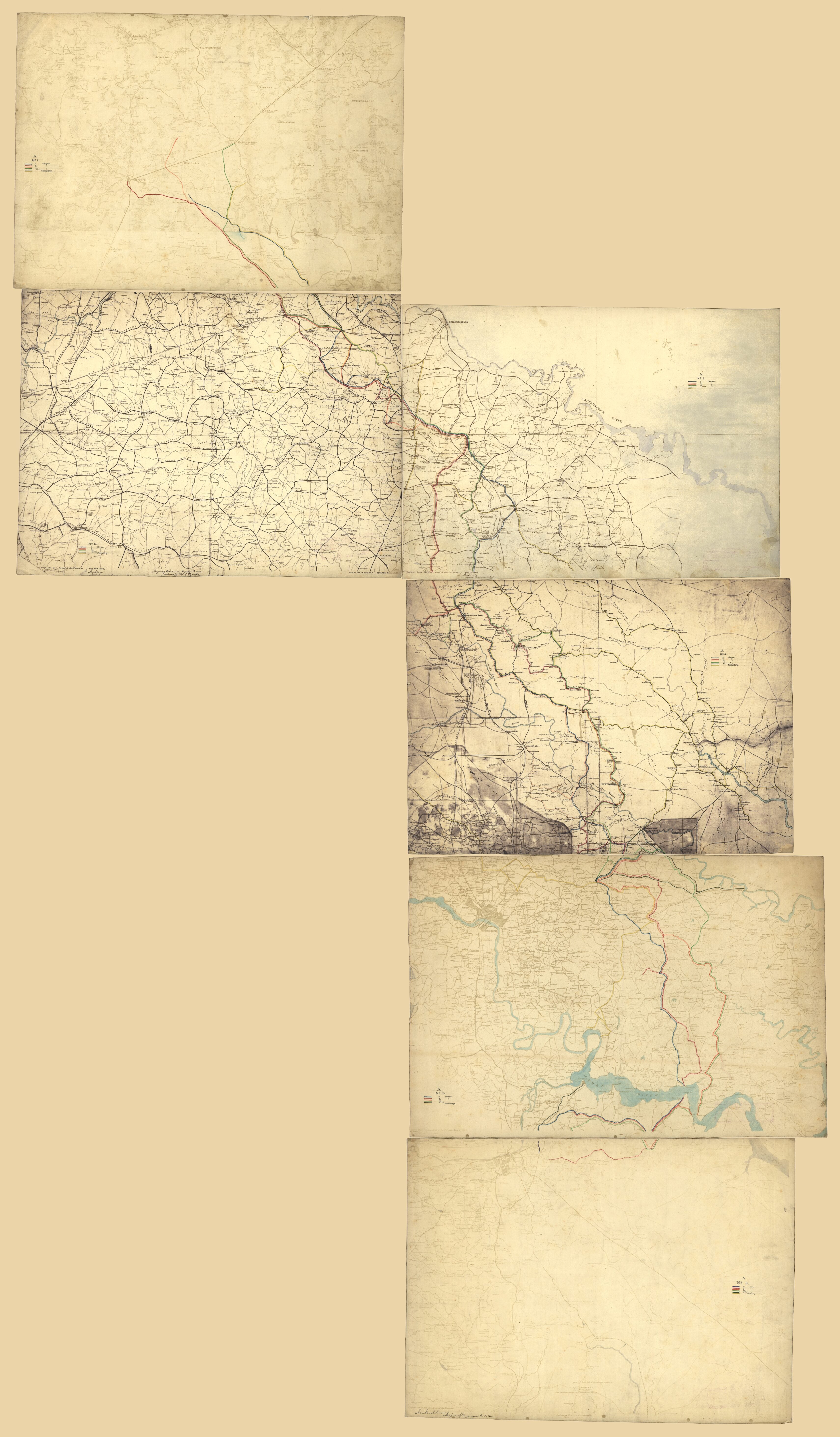 This old map of Map of the Lines of March of the Army of the Potomac from Culpeper to Petersburg, Virginia from 1864 was created by N. (Nathaniel) Michler,  United States. Army of the Potomac. Engineer Department in 1864