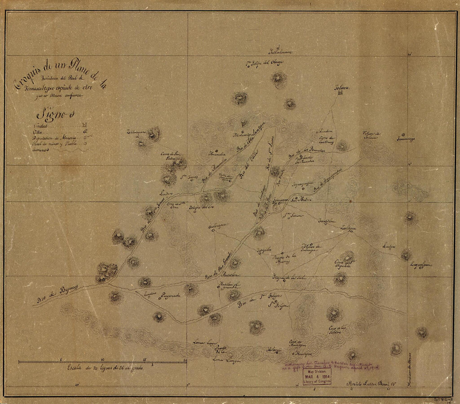 This old map of Croquis De Un Plano De La Jurisdicion Del Real De Temascaltepec from 1840 was created by  in 1840