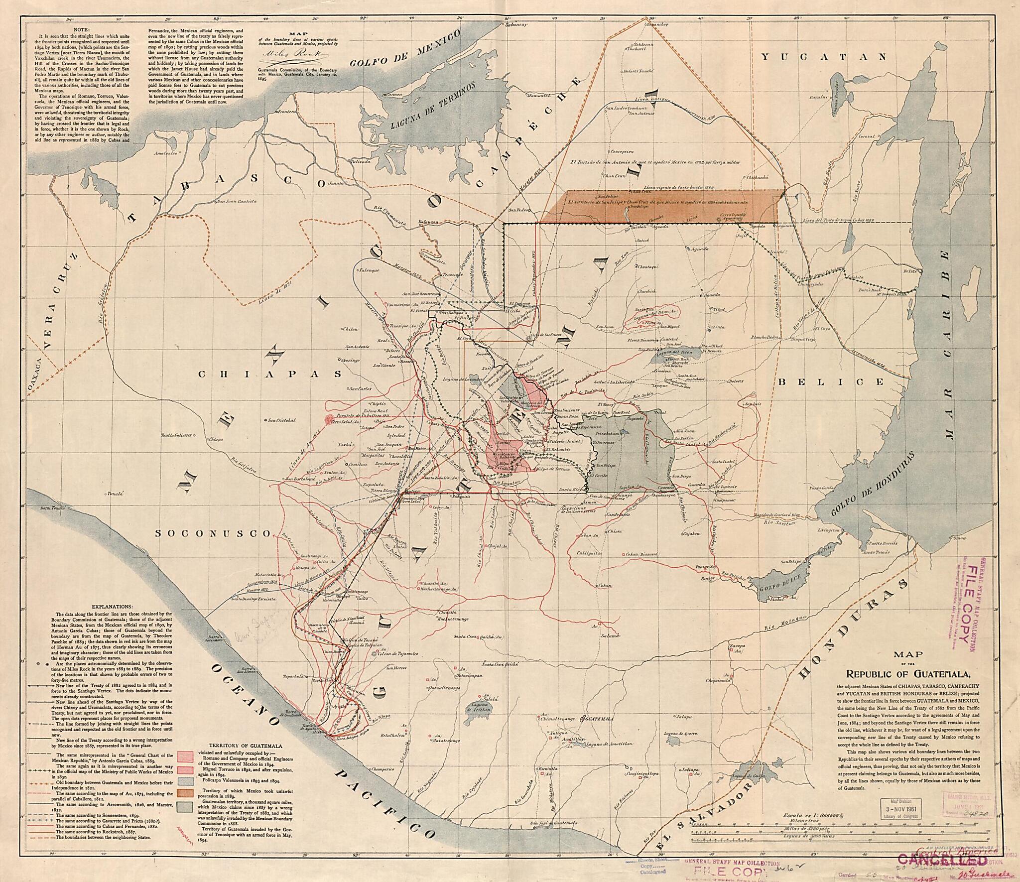 This old map of Map of the Republic of Guatemala from 1895 was created by A. H. Mueller in 1895