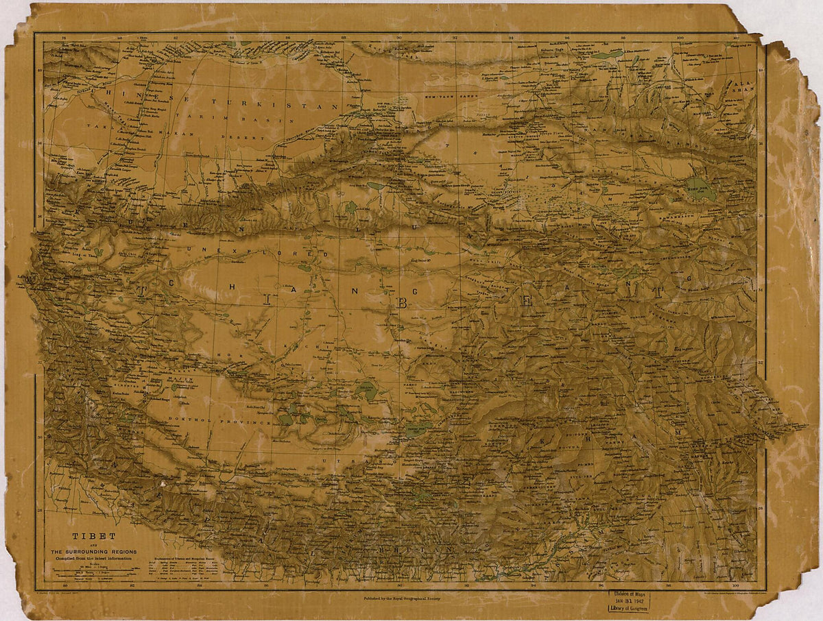 Tibet and the Surrounding Regions : Compiled from the Latest Information 1900 by Relic Map Company