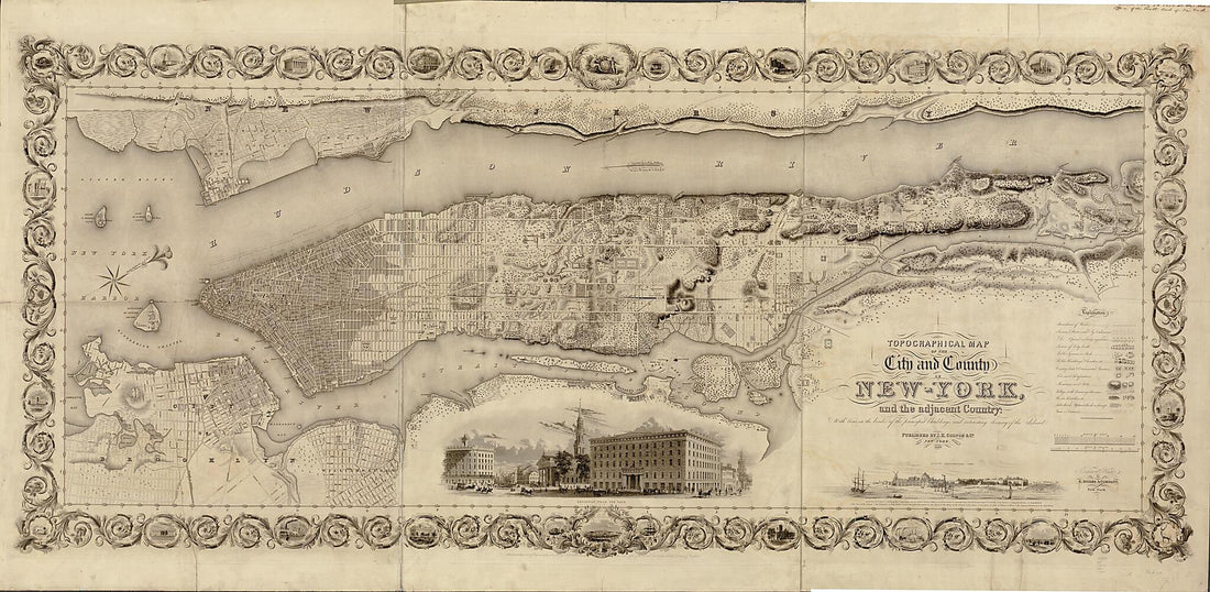 This old map of York, and the Adjacent Country : With Views In the Border of the Principal Buildings, and Interesting Scenery of the Island from 1836 was created by  J.H. Colton &amp; Co,  S. Stiles &amp; Co in 1836