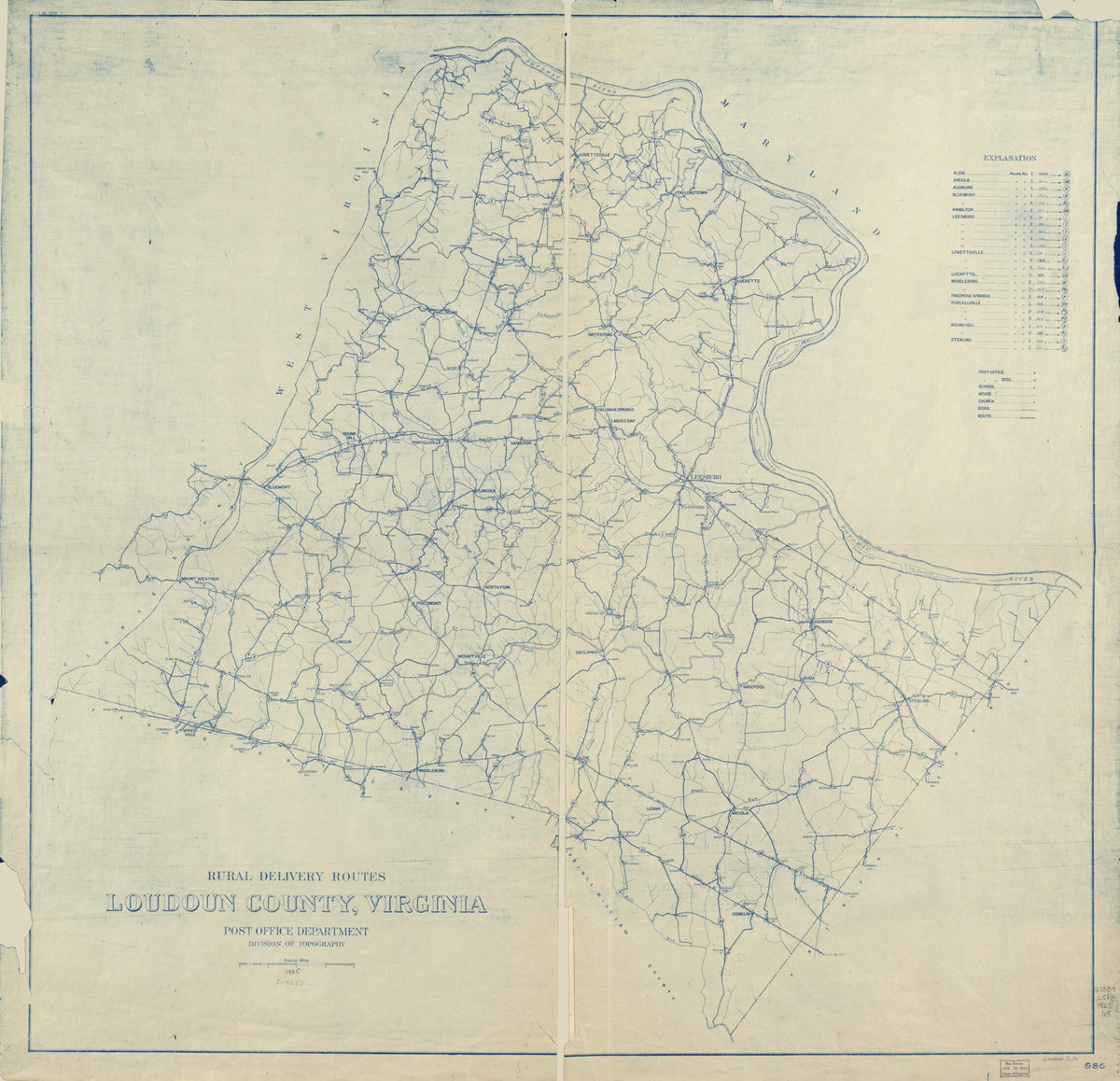 Rural Delivery Routes, Loudoun County, Virginia 1925 by Relic Map Company