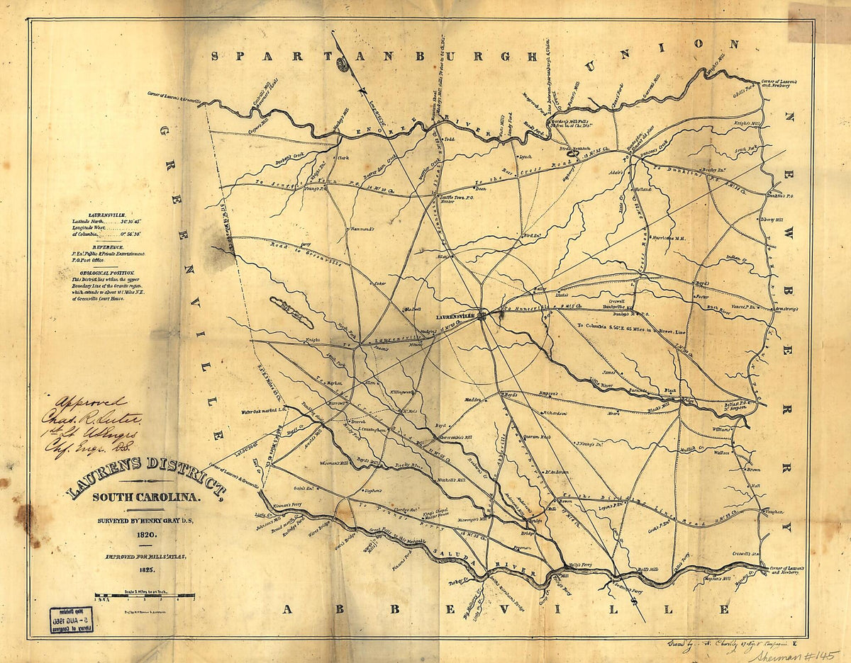 Laurens District, South Carolina 1820 by Relic Map Company