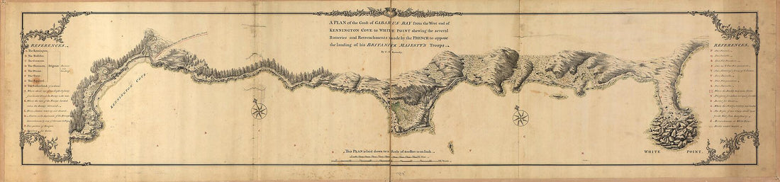 This old map of A Plan of the Coast of Gabarus Bay from the West End of Kennington Cove to White Point Shewing the Several Batteries and Retrenchments Made by the French to Oppose the Landing of His Britanick Majesty&