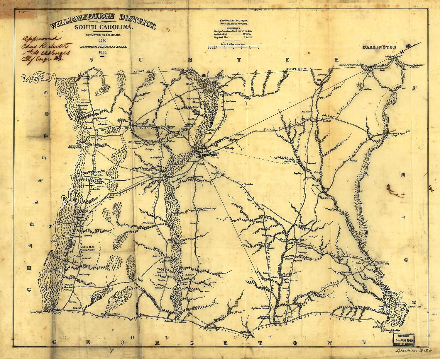 This old map of Williamsburgh District, South Carolina : from 1825 was created by Robert Mills in 1825