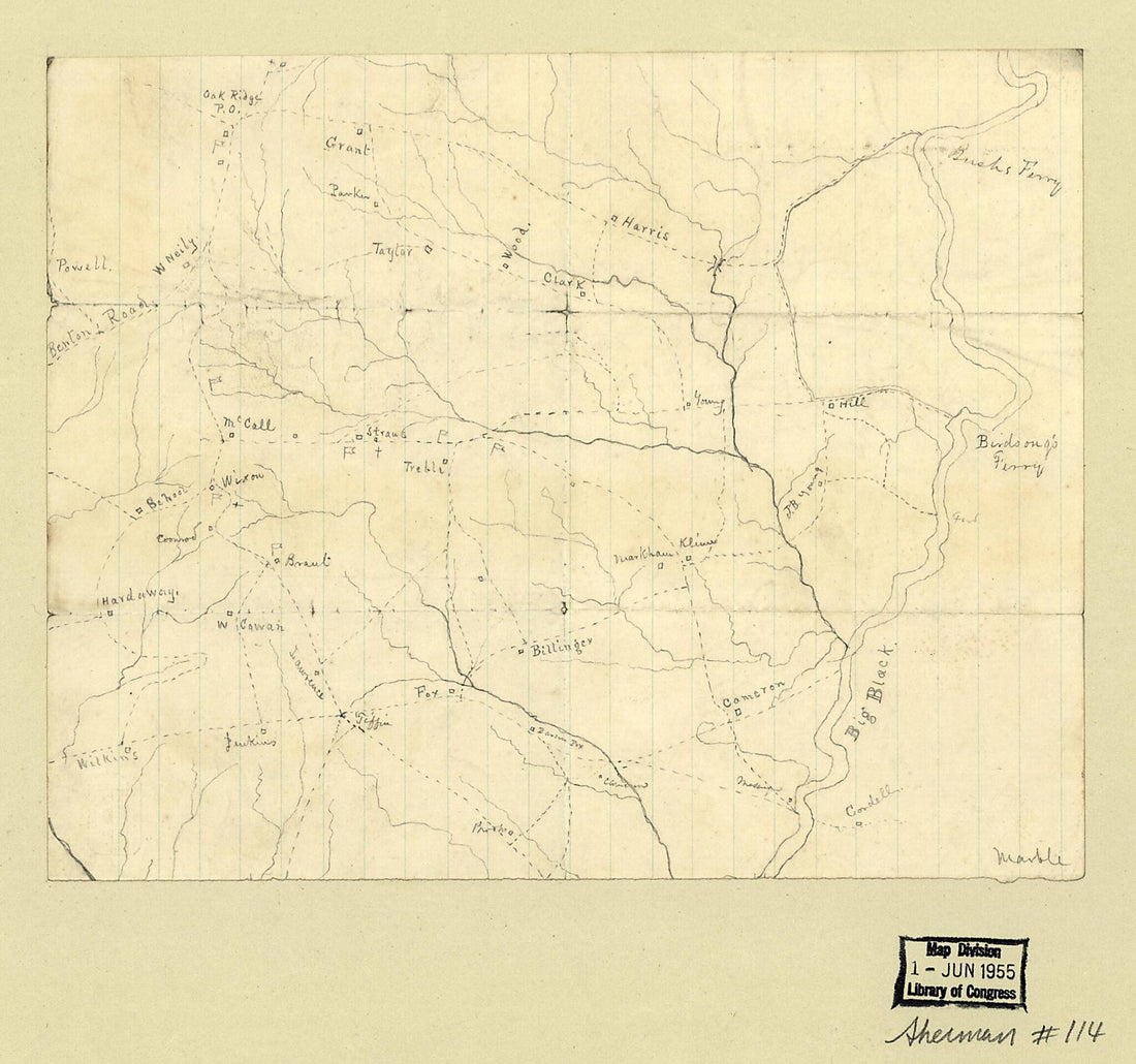 This old map of Map of the Big Black River, Mississippi, In the Vicinity of Bush and Birdsong&