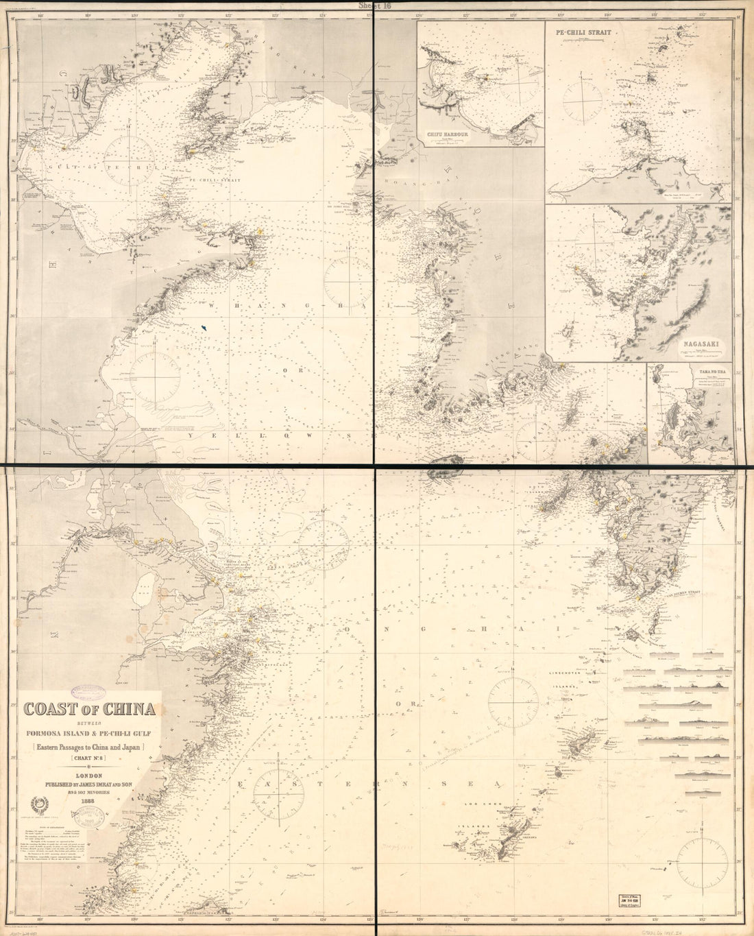 This old map of Chi-Li Gulf : Eastern Passages to China and Japan : Chart No. 8 from 1888 was created by James Imray in 1888