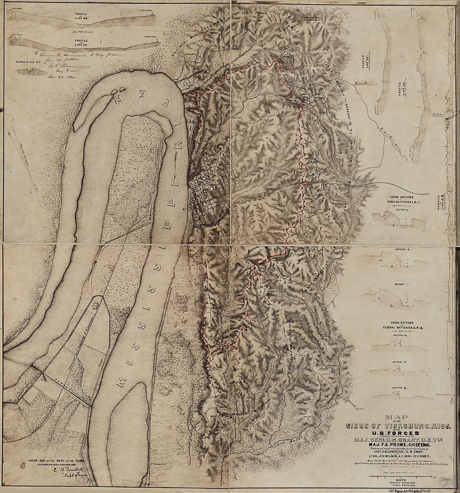 This old map of Map of the Siege of Vicksburg, Mississippi from 1863 was created by Charles Spangenberg in 1863