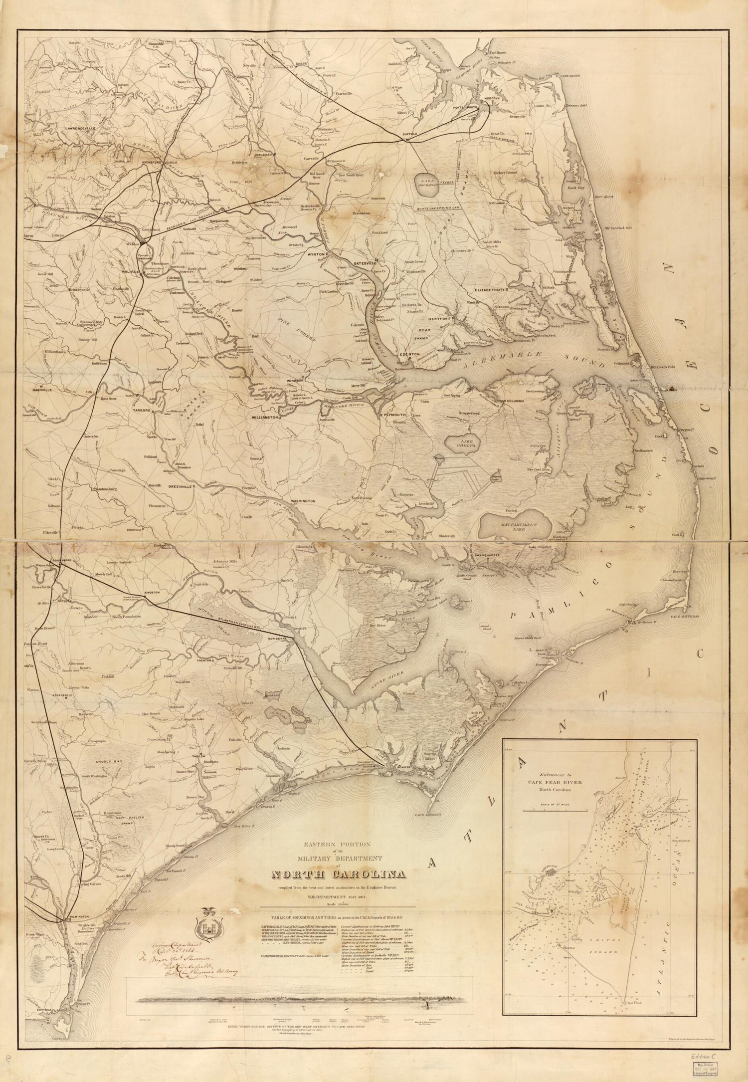 This old map of Eastern Portion of the Military Department of North Carolina from 1862 was created by  United States. Army. Corps of Engineers in 1862