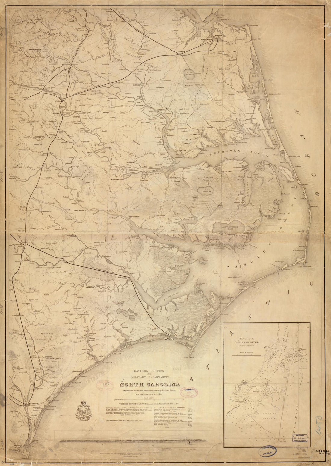 This old map of Eastern Portion of the Military Department of North Carolina from 1862 was created by  United States. Army. Corps of Engineers in 1862