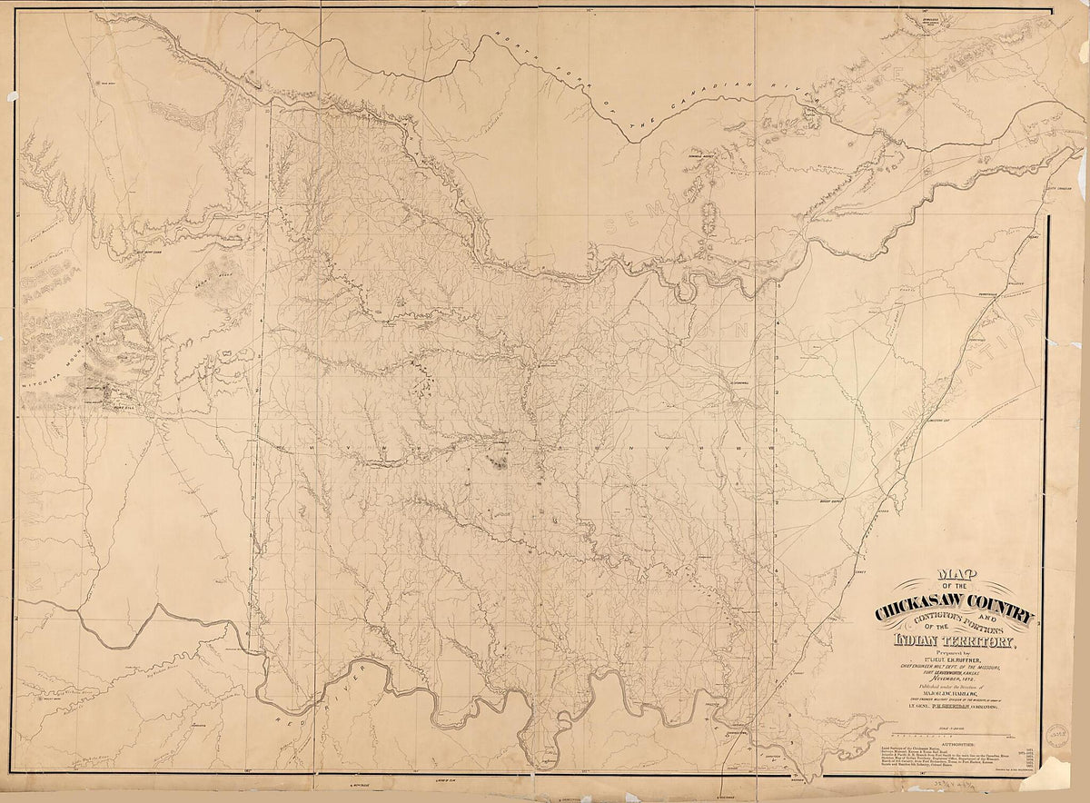 Map of the Chickasaw Country : and Contiguous Portions of the Indian Territory 1872 by Relic Map Company