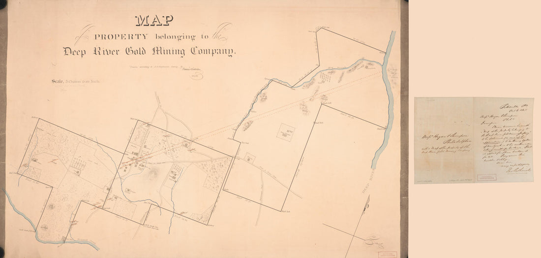 This old map of Map of Property Belonging to the Deep River Gold Mining Company : Asheboro, N.C. from 1838 was created by Francis Nicholson in 1838