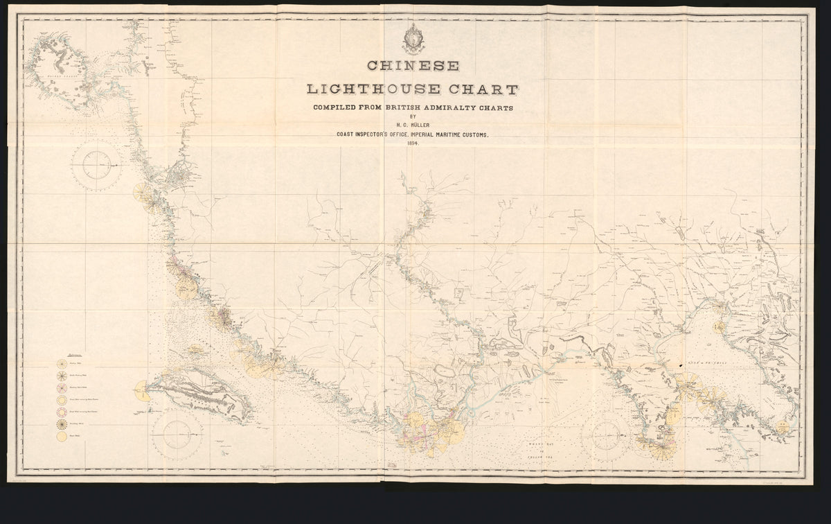 Chinese Lighthouse Chart in 1894 by Relic Map Company