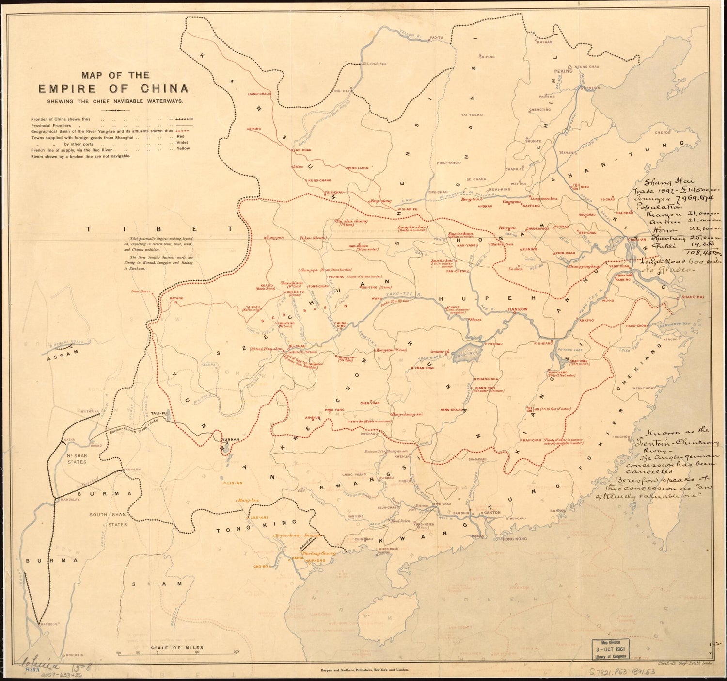 This old map of Map of the Empire of China : Shewing the Chief Navigable Waterways from 1891 was created by  Edward Stanford Ltd in 1891