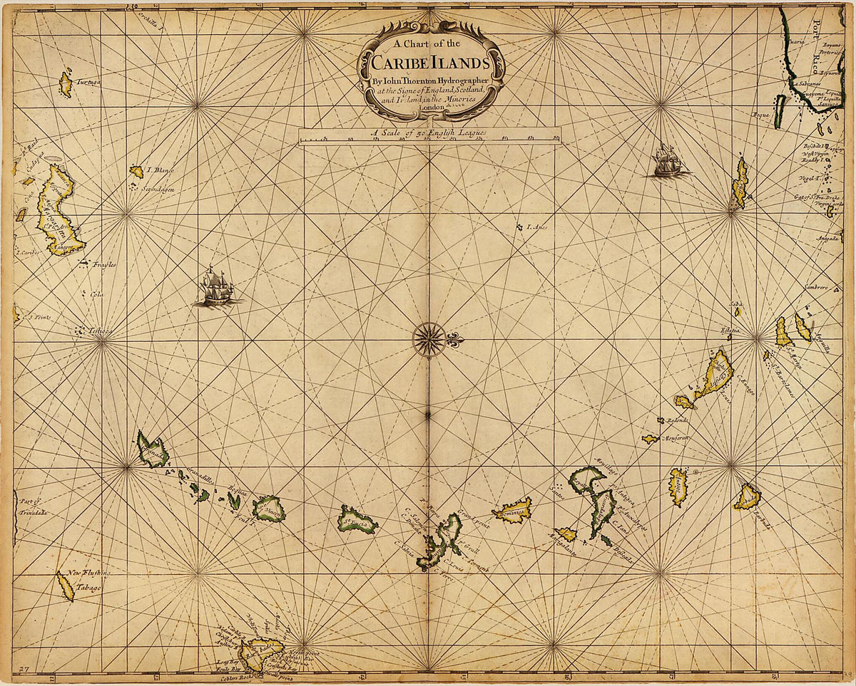 A Chart of the Caribe Ilands sic 1680 by Relic Map Company