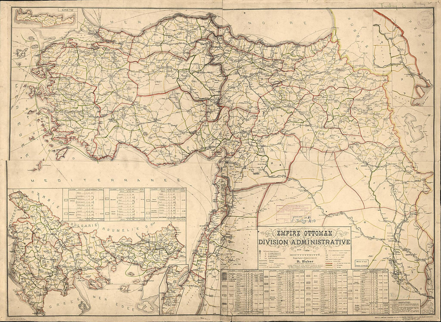 This old map of Empire Ottoman : Division Administrative from 1899 was created by R. Huber in 1899