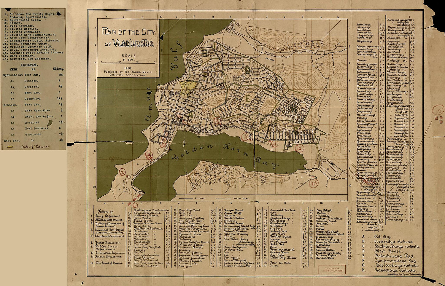 This old map of Plan of the City of Vladivostok from 1918 was created by Russia) Young Men&
