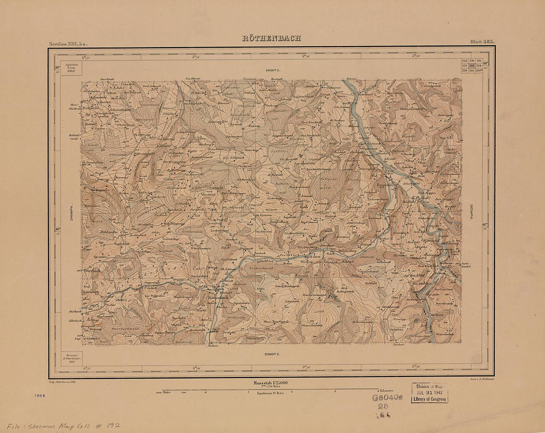 This old map of Röthenbach from 1886 was created by F. Müllhaupt,  Switzerland. Eidg. Landestopographie in 1886