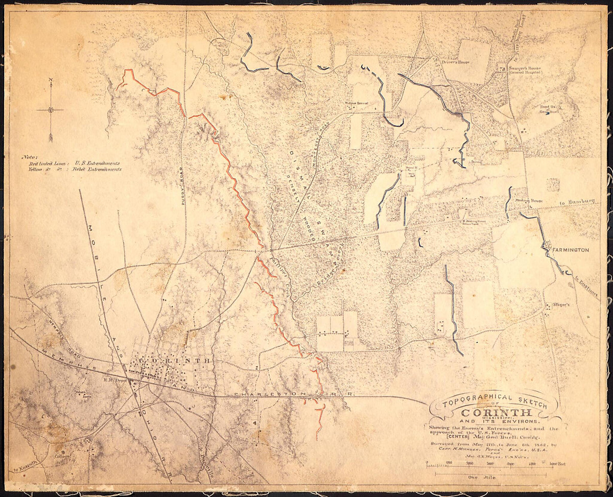 Topographical Sketch of Corinth, Mississippi and Its Environs: Showing the Enemy&