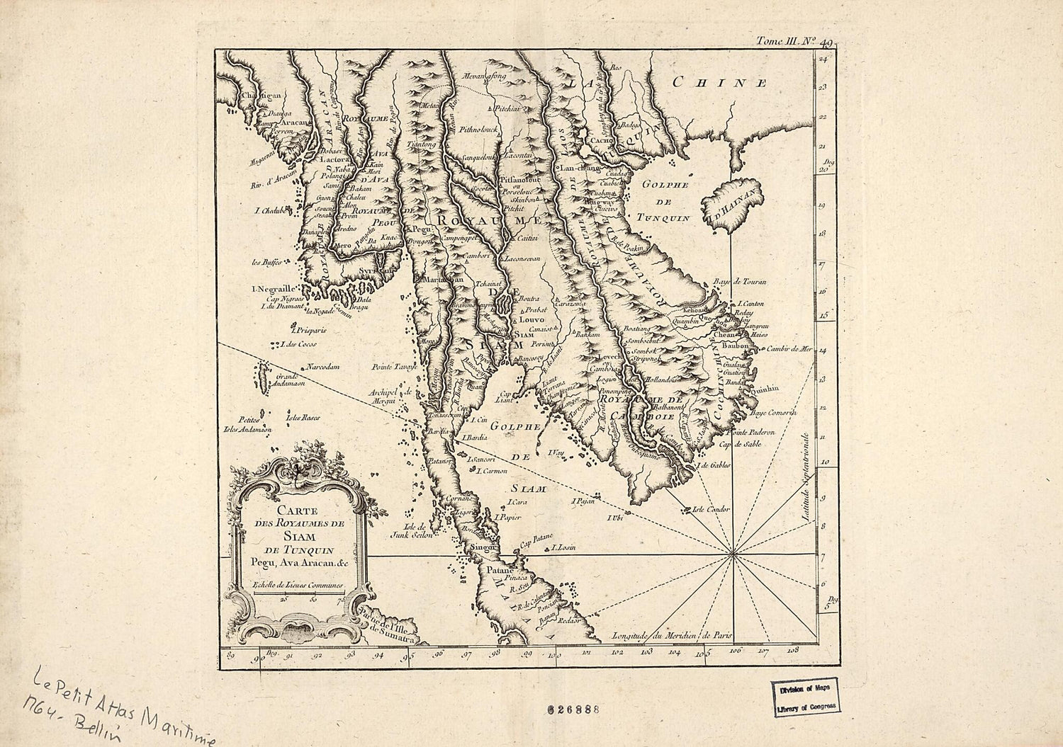 Carte Des Royaumes De Siam, De Tunquin, Pegu, Ava Aracan, &amp;c 1764 by Relic Map Company