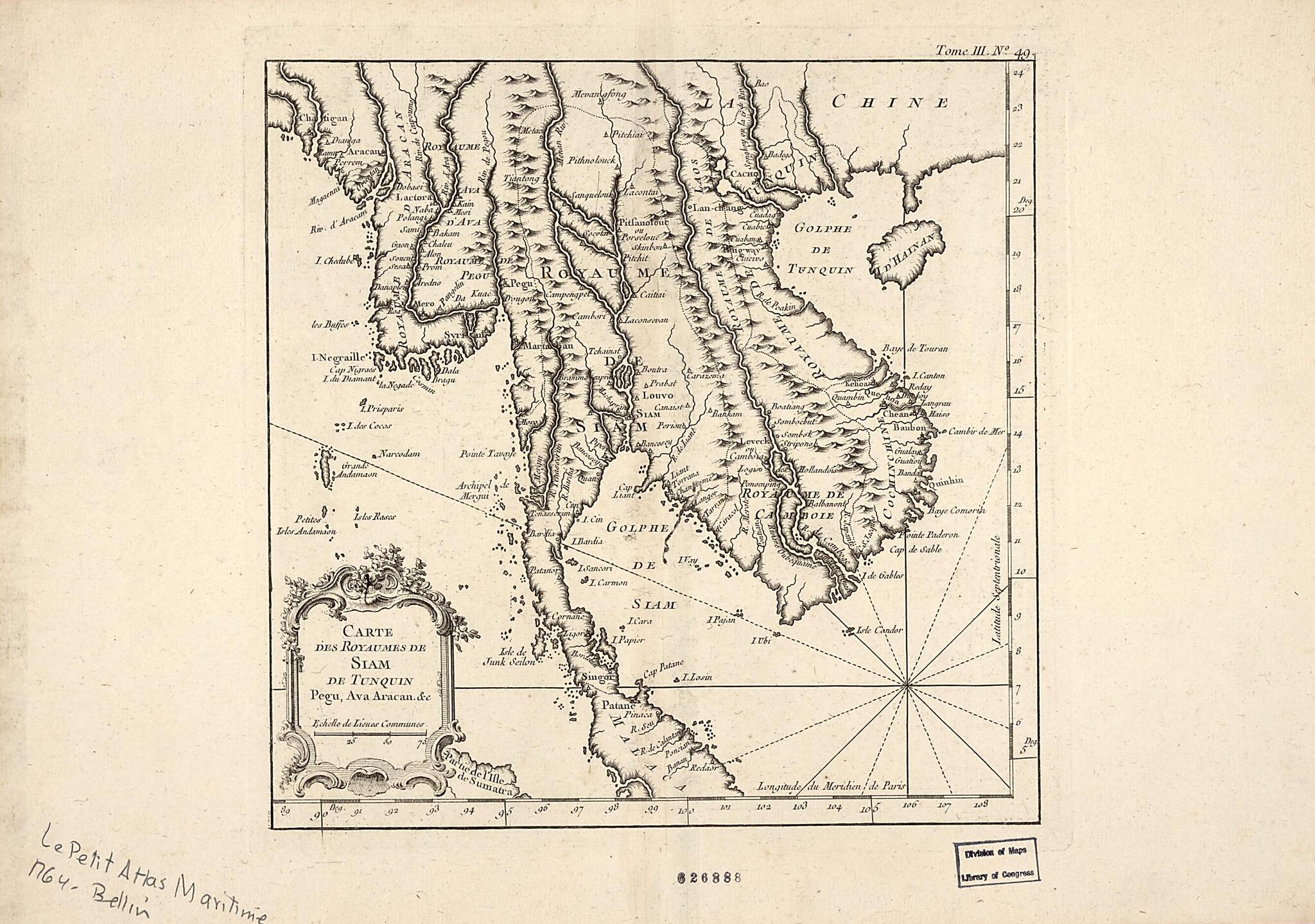 Carte Des Royaumes De Siam, De Tunquin, Pegu, Ava Aracan, &amp;c 1764 by Relic Map Company