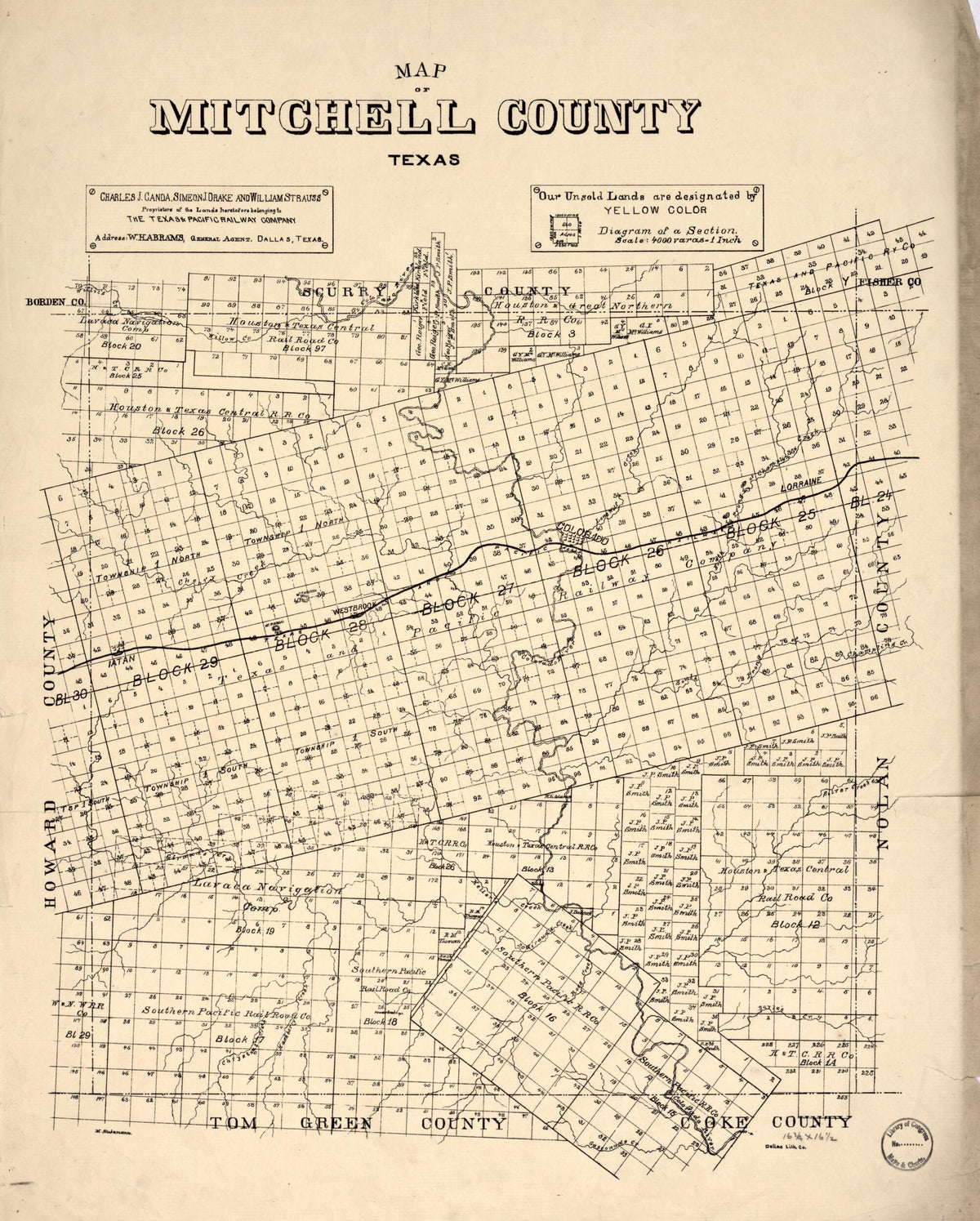 Map of Mitchell County, Texas 1890 by Relic Map Company