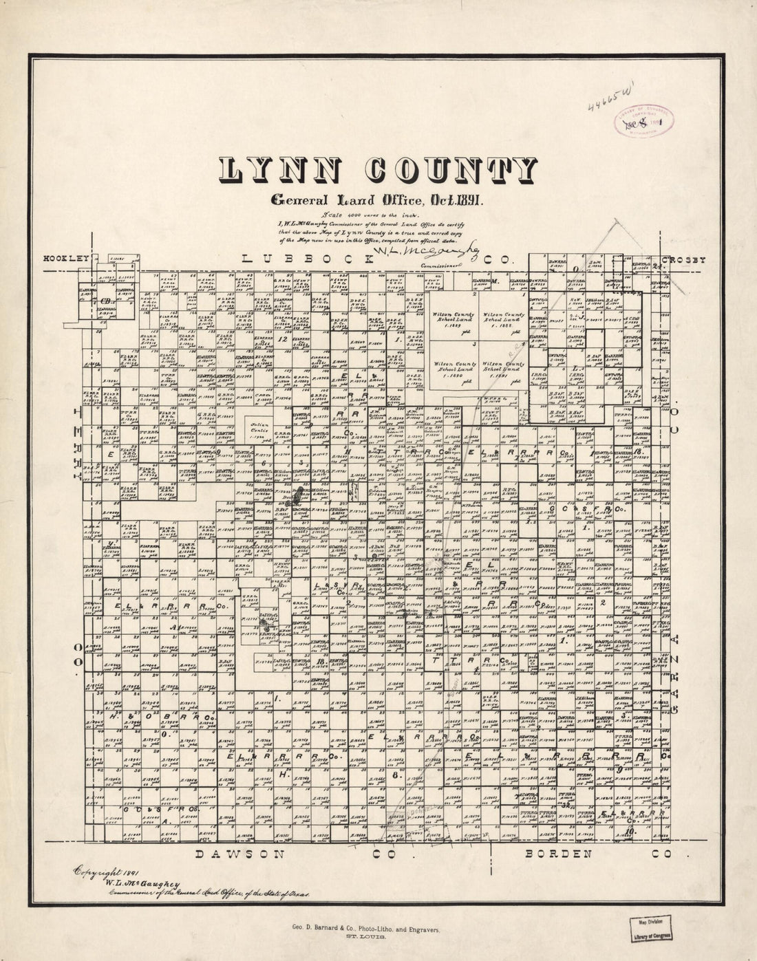 This old map of Lynn County from 1891 was created by  in 1891