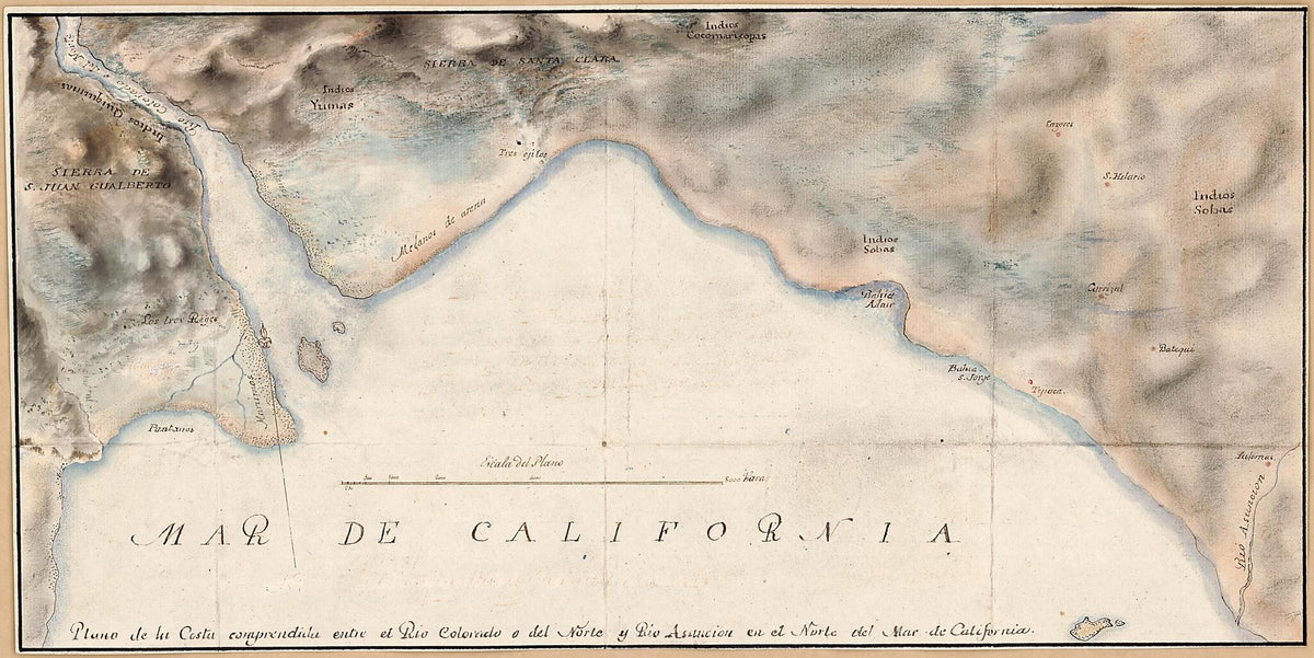 Plano De La Costa Comprendida Entre El Rio Colorado O Del Norte Y Rio Asunción En El Norte Del Mar De California 1770 by Relic Map Company