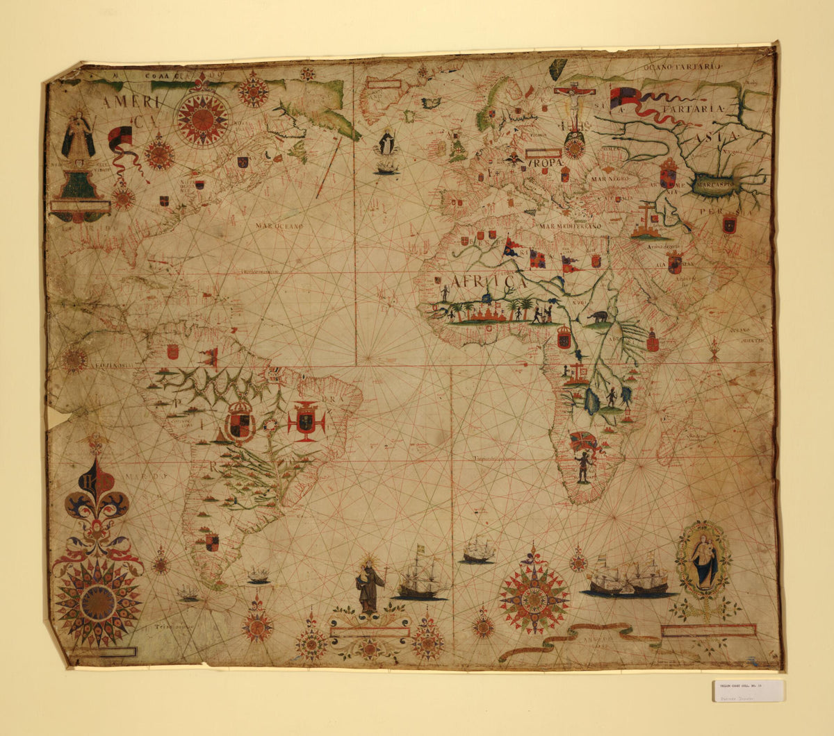 A Portolan Chart of the Atlantic Ocean and Adjacent Continents 1633 by Relic Map Company