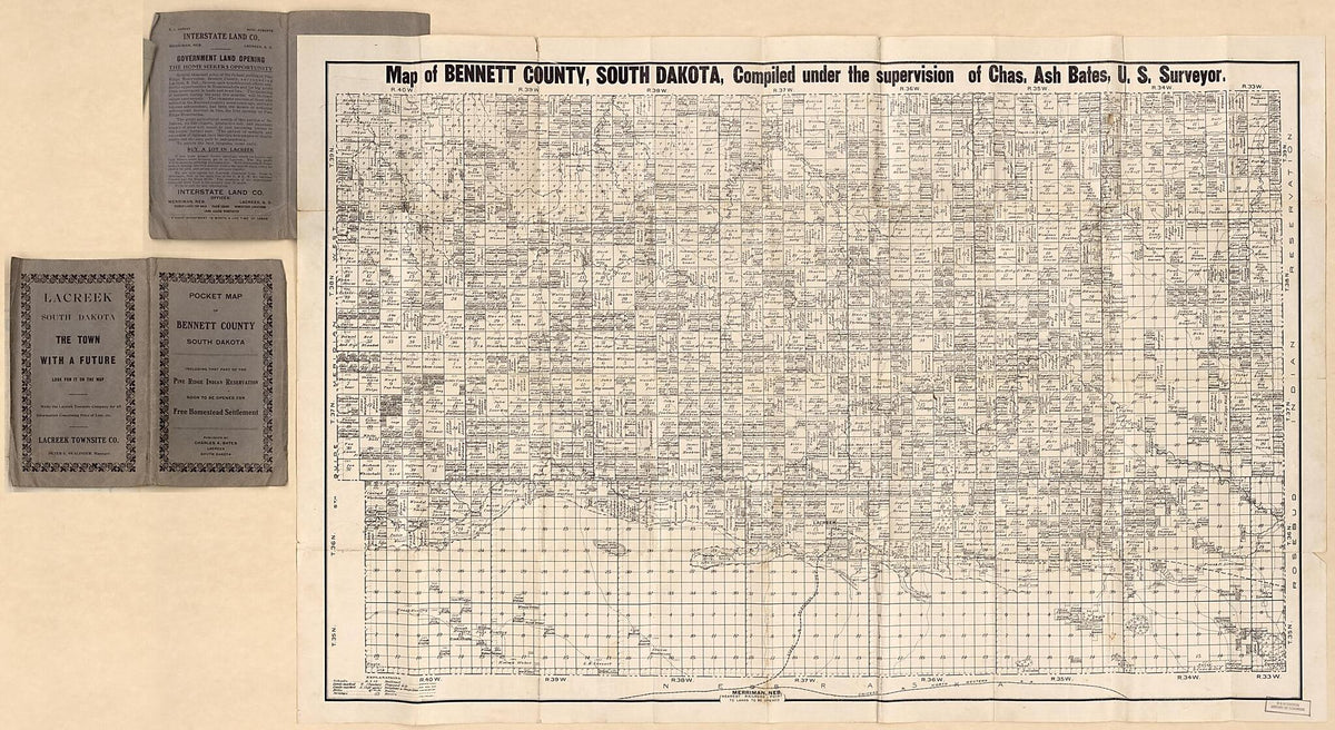 Map of Bennett County, South Dakota (Pocket Map of Bennett County, South Dakota, Including That Part of the Pine Ridge Indian Reservation Soon to Be Opened for Free Homestead Settlement) 1910 by Relic Map Company