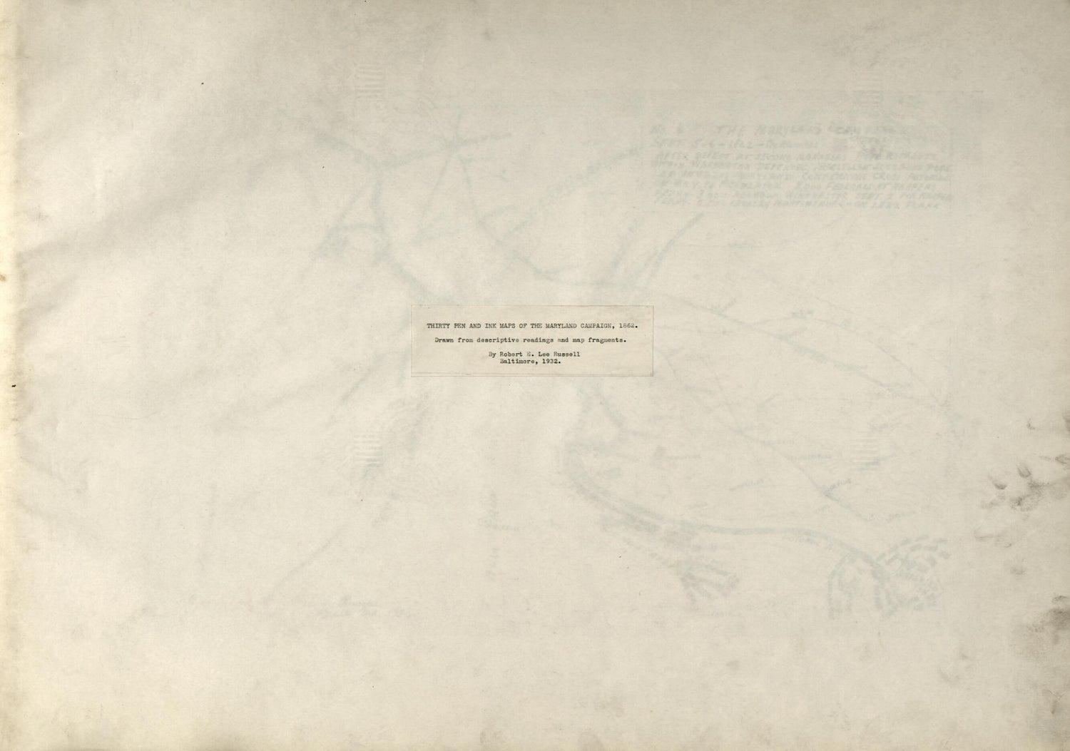 This old map of Thirty Pen and Ink Maps of the Maryland Campaign, from 1862 : Drawn from Descriptive Readings and Map Fragments was created by Robert E. L. Russell in 1862