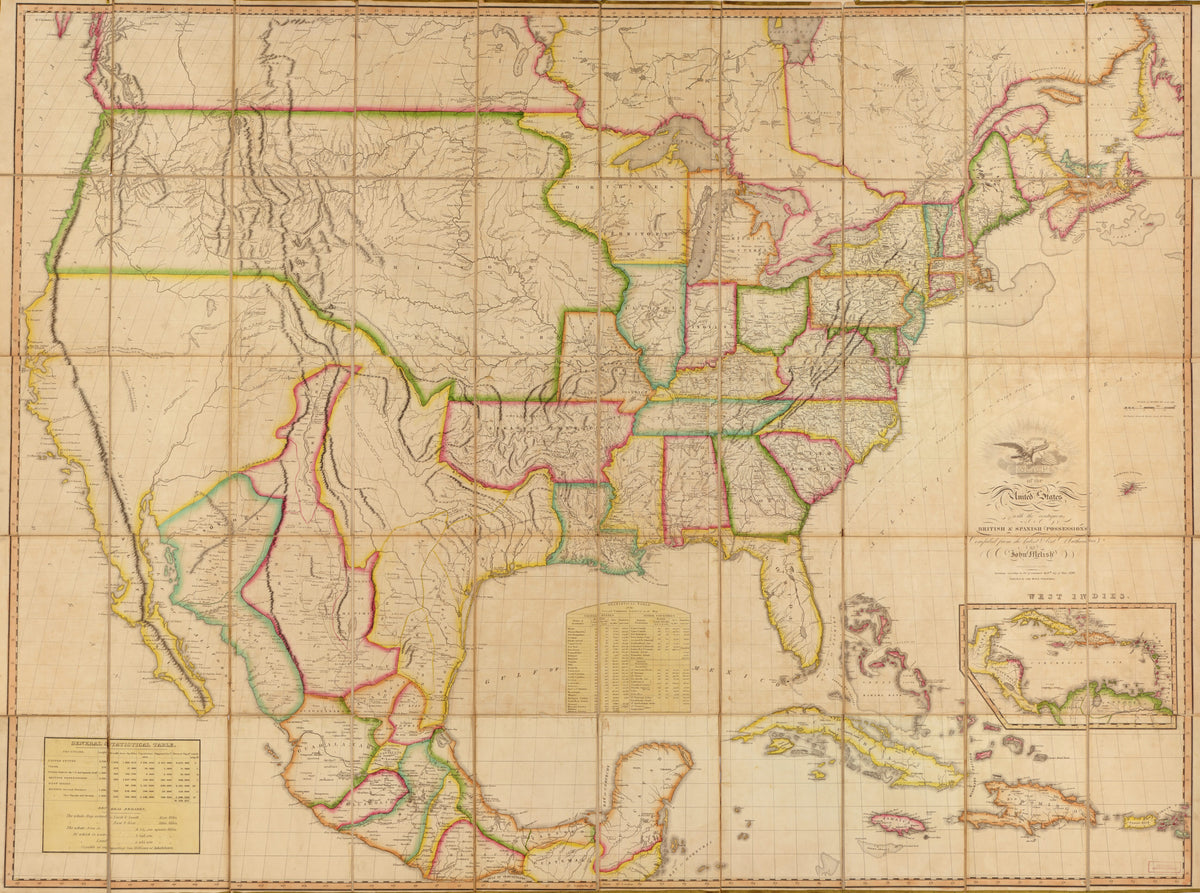 Map of the United States of America : With the Contiguous British &amp; Spanish Possessions in 1820 by Relic Map Company