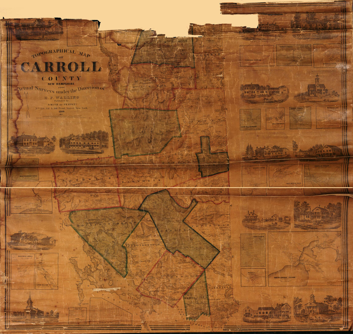 Topographical Map of Carroll County, New Hampshire in 1860 by Relic Map Company