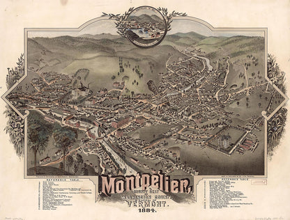 Montpelier, County Seat of Washington County &amp; Capital of Vermont : 1884 by Relic Map Company