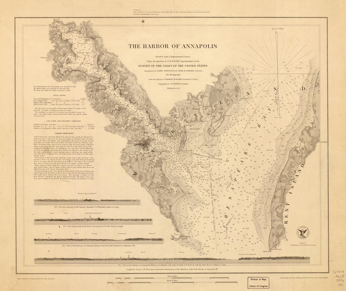 The Harbor of Annapolis 1846 by Relic Map Company