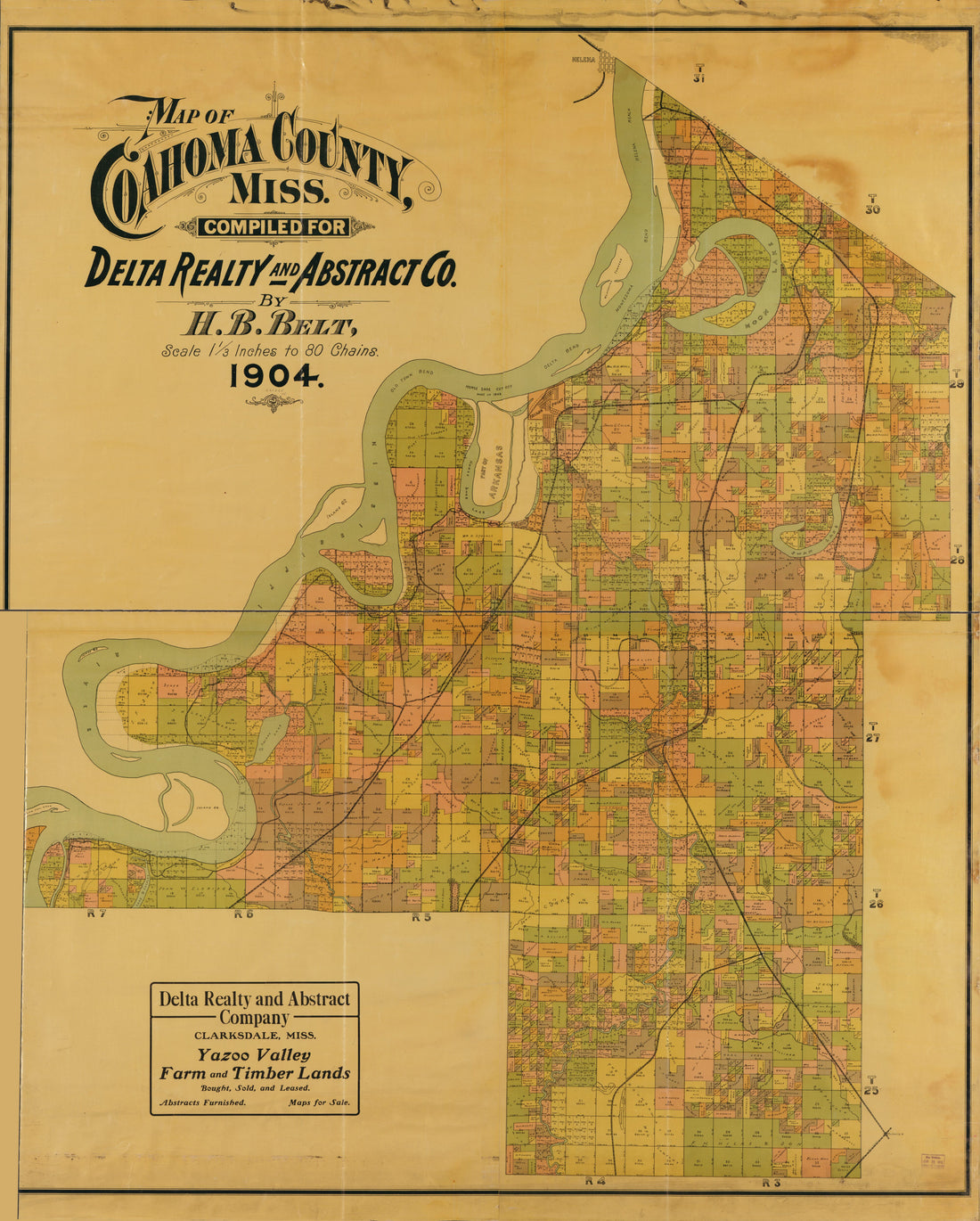 This old map of Map of Coahoma County, Mississippi : Compiled for Delta Realty and Abstract Co from 1904 was created by H. B. Belt in 1904