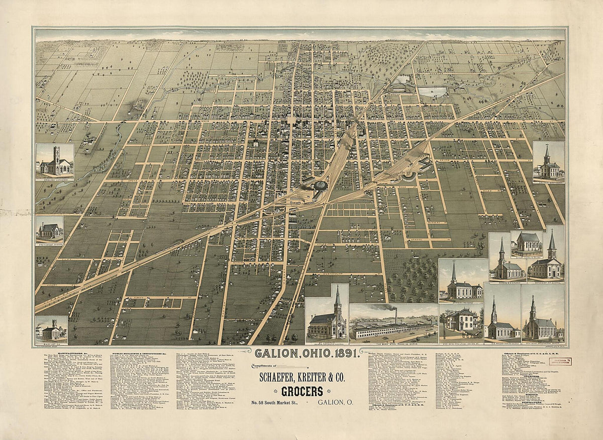 Galion, Ohio, in 1891 by Relic Map Company