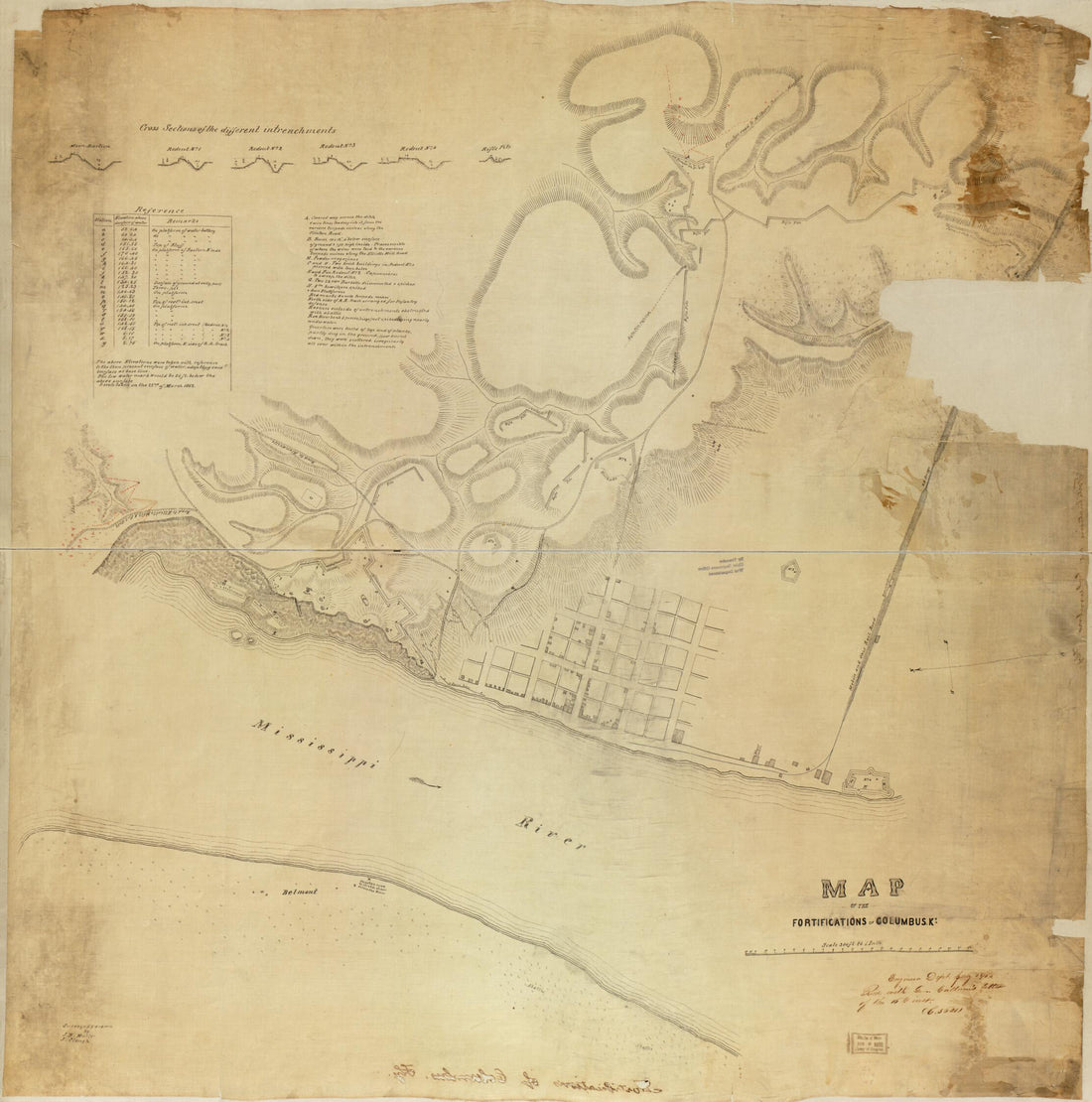 This old map of Map of the Fortifications of Columbus, Ky. (Fortifications of Columbus, Ky) from 1862 was created by J. Clough, John B. Muller in 1862