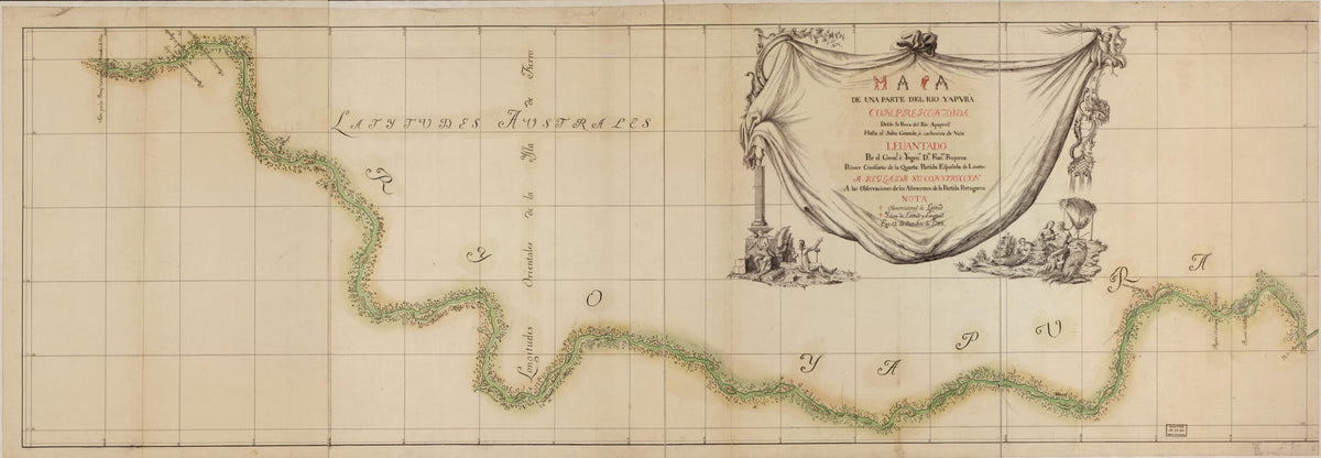 Mapa De Una Parte Del Rio Yapurá : Comprehendida Desde La Boca Del Rio Apaporis Hasta El Salto Grande O Cachoeira De Vuia in 1788 by Relic Map Company
