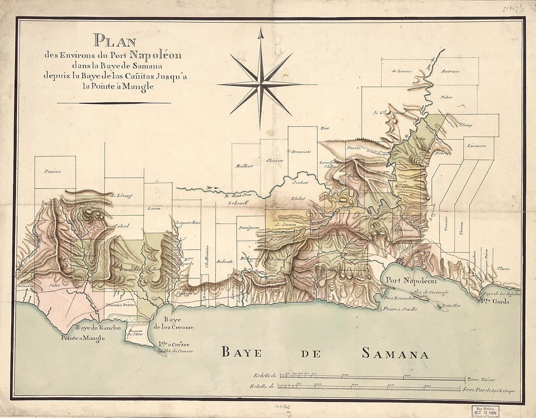 This old map of Plan Des Environs Du Port Napoléon Dans La Baye De Samana Depuis La Baye De Las Cañitas Jusqu&