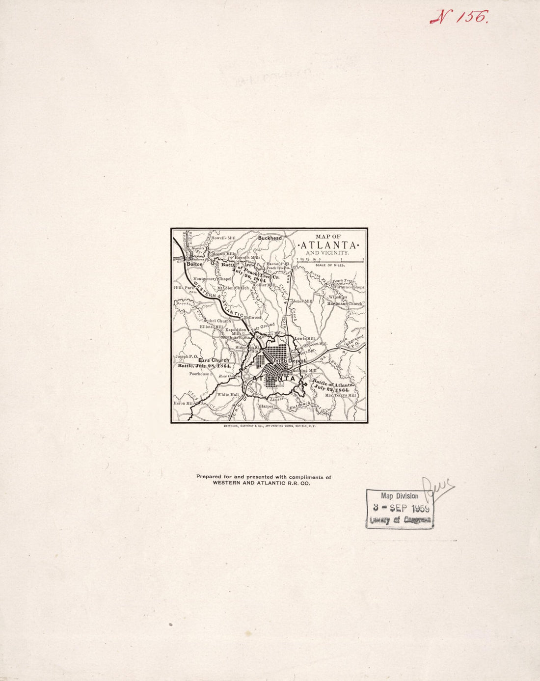 This old map of Map of Atlanta and Vicinity from 1864 was created by  Western and Atlantic Railroad Company in 1864