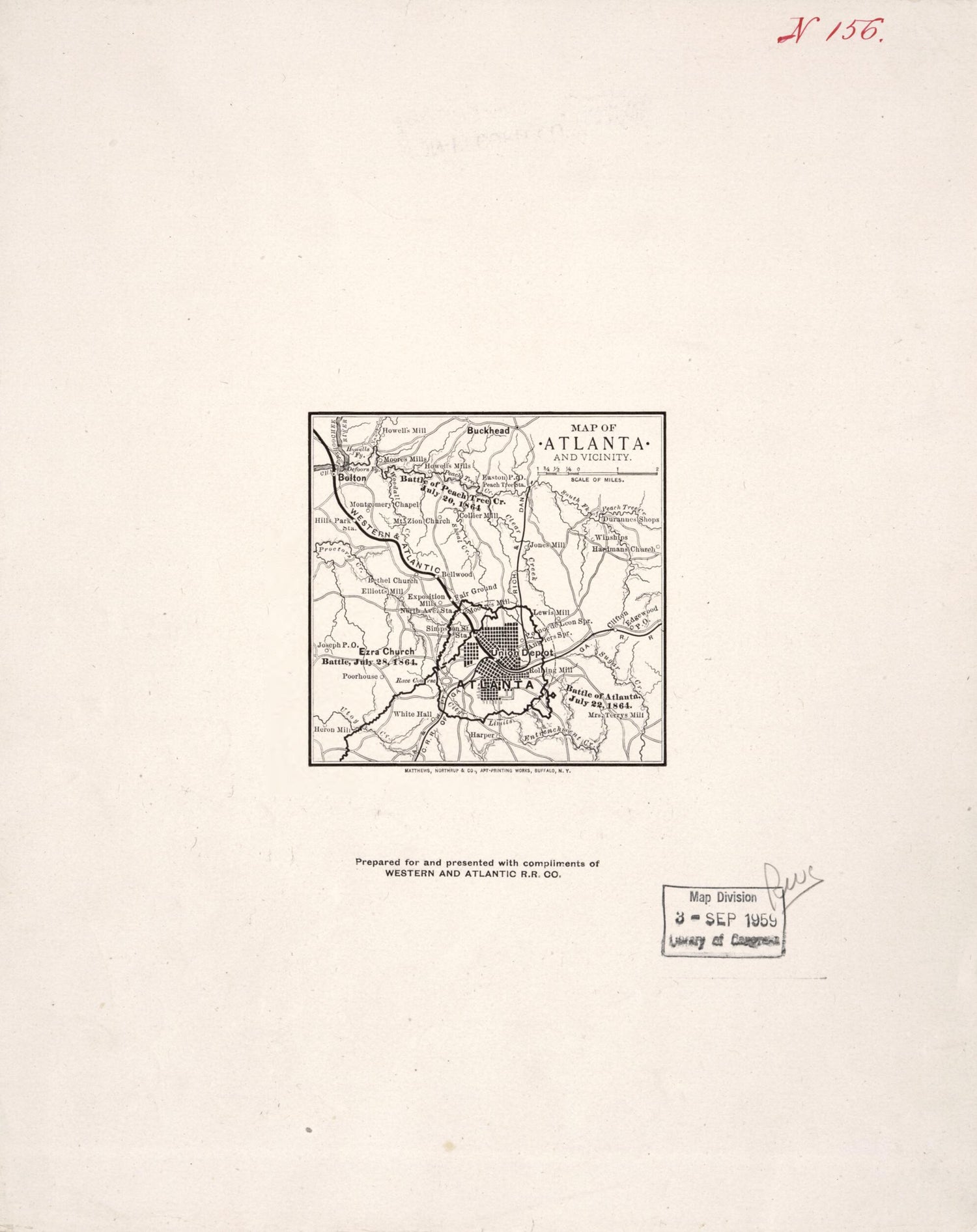 This old map of Map of Atlanta and Vicinity from 1864 was created by  Western and Atlantic Railroad Company in 1864