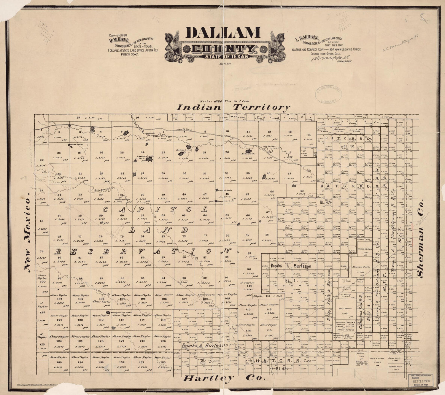 This old map of Dallam County : State of Texas from 1888 was created by  in 1888