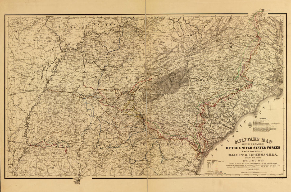 This old map of Military Map Showing the Marches of the United States Forces Under Command of Maj. Gen&