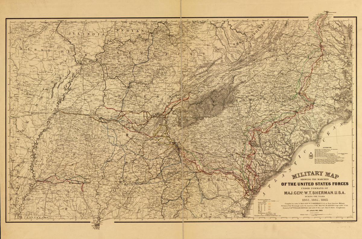 Military Map Showing the Marches of the United States Forces Under Command of Maj. Gen&