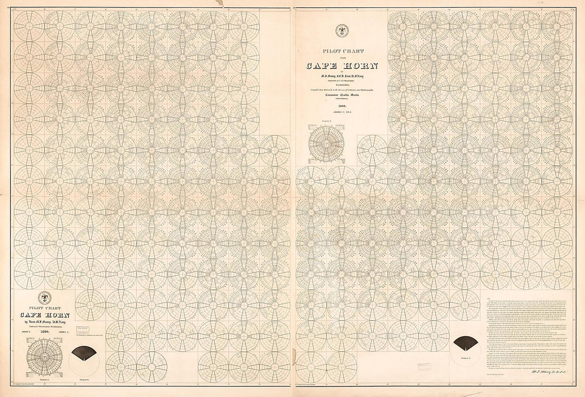 Pilot Chart for Cape Horn (Pilot Chart, Cape Horn) 1852 by Relic Map Company