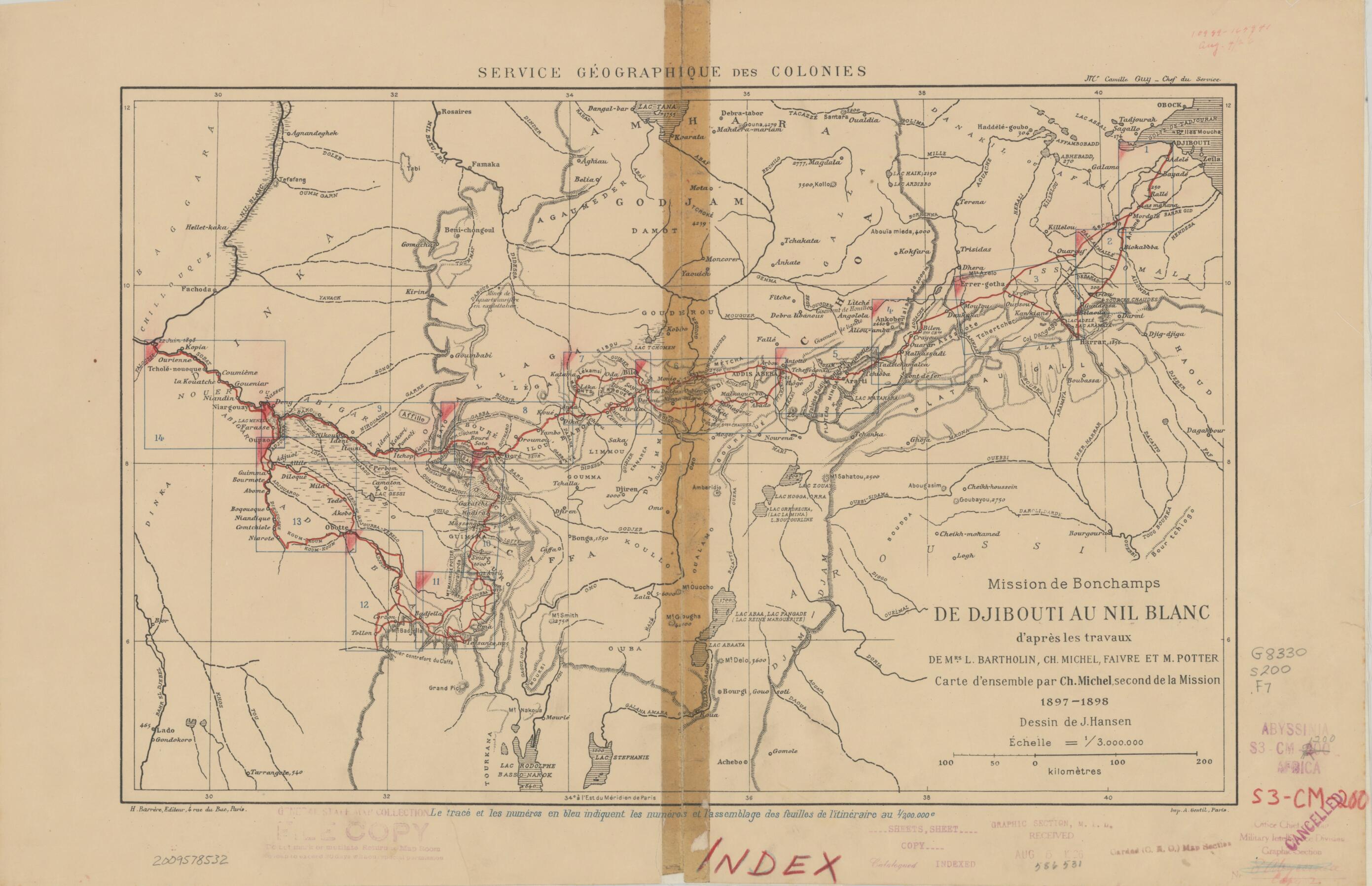 This old map of Mission De Bonchamps De Djibouti Au Nil Blanc, D&
