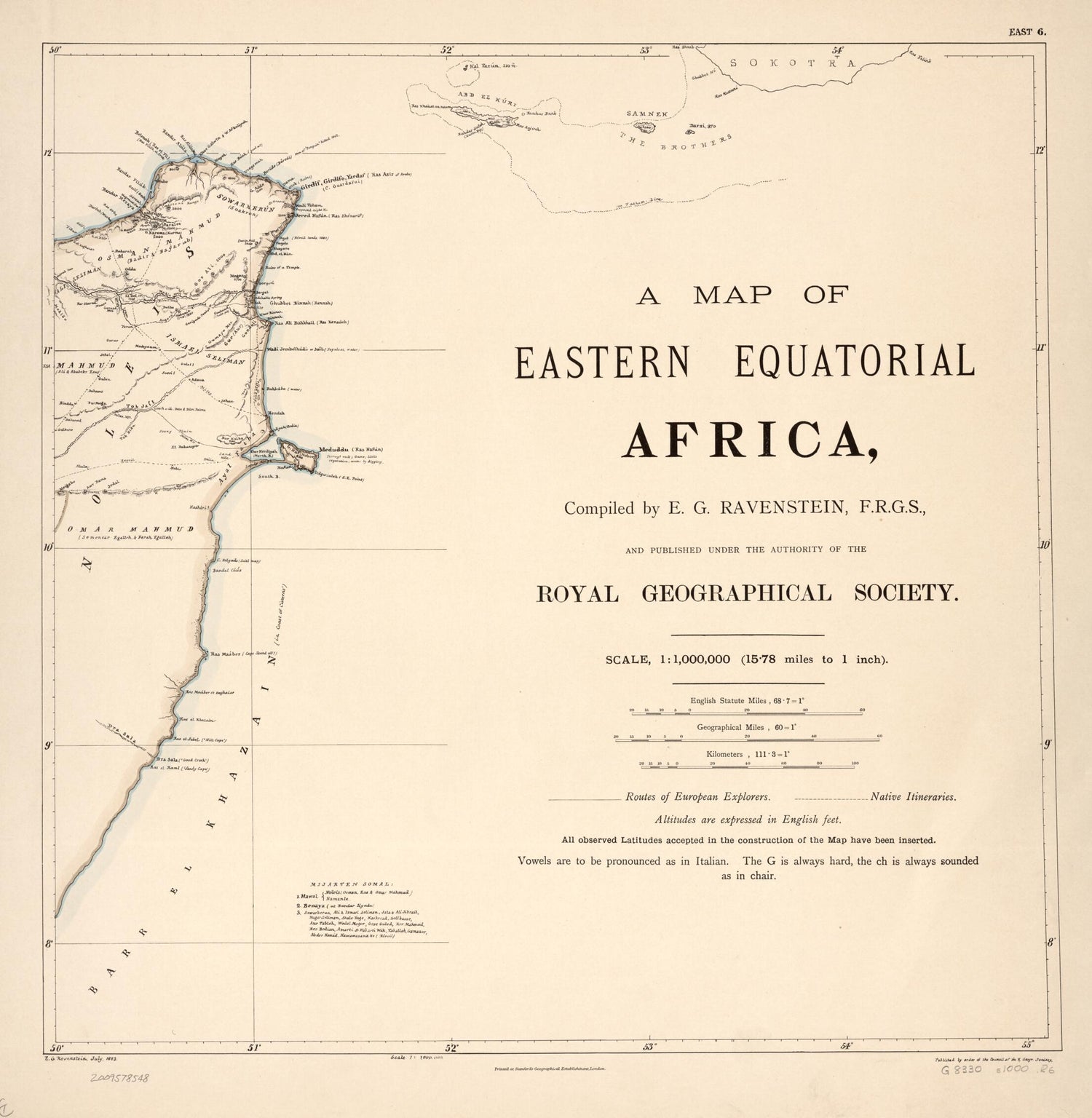 This old map of A Map of Eastern Equatorial Africa from 1881 was created by  Edward Stanford Ltd, Ernst Georg Ravenstein,  Royal Geographical Society (Great Britain) in 1881