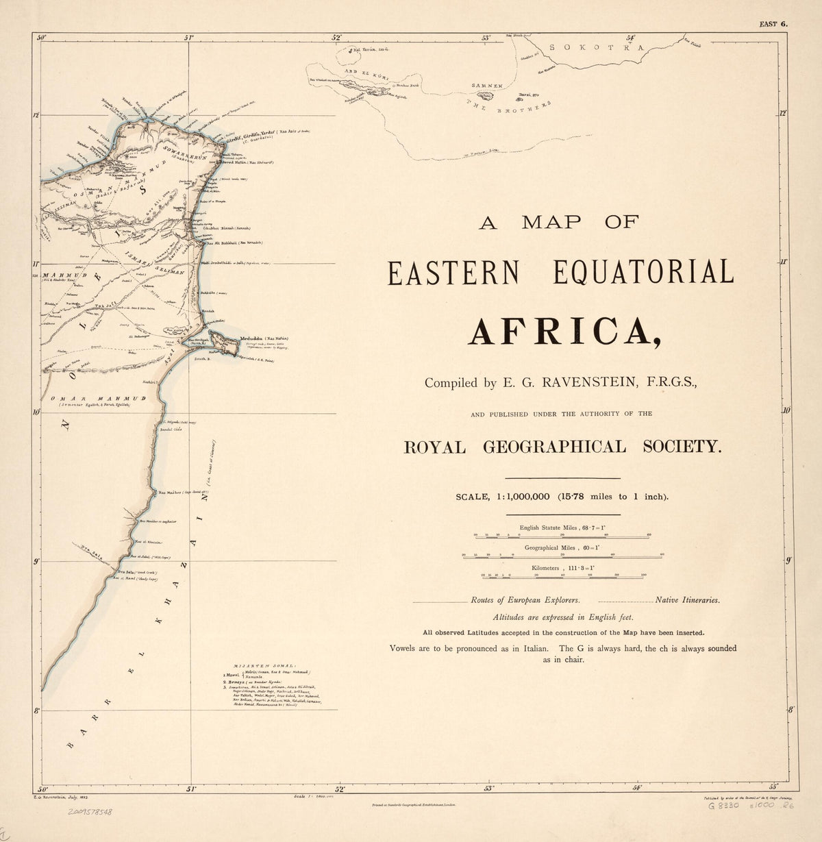 A Map of Eastern Equatorial Africa 1881 by Relic Map Company